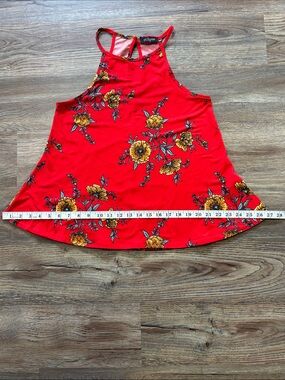 Eclipse Floral Halter Tank Top, Burnt Orange (size small)